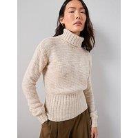 The Very Collection Roll Neck Cinched Waist Jumper With Wool - Natural