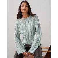 The Very Collection Rolled Edge Longline Cable Jumper - Grey