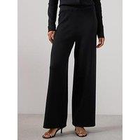 The Very Collection Wide Leg Knitted Trouser Co Ord - Black