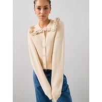 The Very Collection Frill Collared Cardigan With Wool - Cream