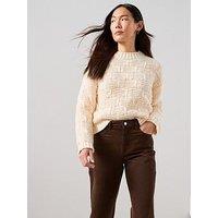 The Very Collection Chunky Knitted Stitch Detail Jumper - Cream