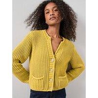 The Very Collection Notch Neck Chunky Cardigan - Chartreuse