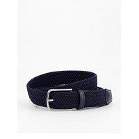 Mango Braided Woven Belt - Navy