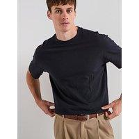 Mango Algarvet Textured T-Shirt - Navy