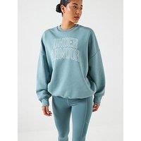 Under Armour Womens Training Rival Fleece Oversized Varsity Crew Sweat - /White - Green