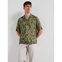 Mango Enrico Printed Short Sleeve Resort Shirt - Khaki