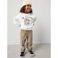 The Very Collection Boys Croissant Sweatshirt And Cord Trouser Set - Stone Beige