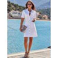 Sosandar White Fit & Flare Denim Dress With Pockets