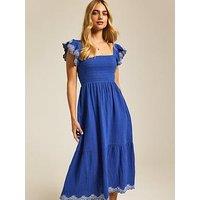 New Look Evelyn Frill Tier Midi Dress - Blue