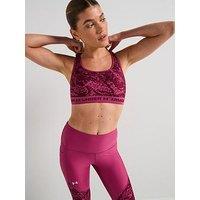 Under Armour Womens Training Crossback Printed Mid Support Sports Bra - Burgundy