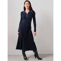 The Very Collection Collared Neck Midaxi Dress With Stitch Detail - Blue