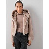 The Very Collection Faux Fur Hooded Coat - Beige