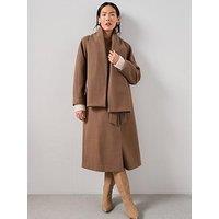 The Very Collection Longline Double Breasted Scarf Coat - Beige