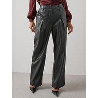 The Very Collection Faux Leather Palazzo Trousers - Black