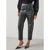 The Very Collection Faux Leather Seam Detail Trousers - Black