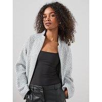 The Very Collection Sequin Detail Bomber Jacket - Grey