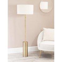 Valuelights Lexy Antique Brass Dimmable Floor Lamp With Cream Boucle Shade