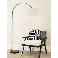 Valuelights Louis Black Arch Floor Lamp With Boucle Shade
