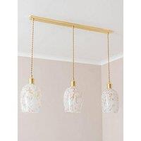 Valuelights India White Confetti Glass Shade 3 Drop Brushed Gold Ceiling Pendant Light