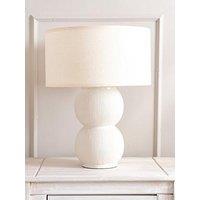 Valuelights Gemma Stacked Ribbed Cream Glazed Table Lamp