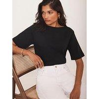 Mint Velvet Ultimate Slash T-Shirt - Black