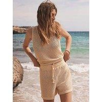 Mint Velvet Metallic Beach Vest And Shorts Set - Gold