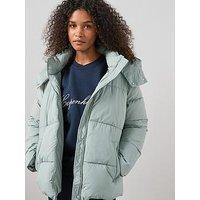 The Very Collection Padded Hooded Coat - Sea Kelp Green