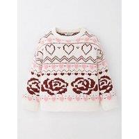 The Very Collection Girls Heart Fairisle Knitted Jumper - Print