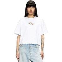 Diesel T-Buxt Crop Short Sleeve Logo T-Shirt - White