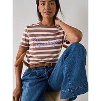 V By Very Copenhagen Stripe T-Shirt - Brown