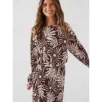 V By Very Plisse Bubble Hem Top Co-Ord - Print