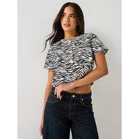 V By Very Zebra Button Up Top - Print