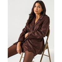 Only Bine Life Faux Suede Blazer - Dark Brown