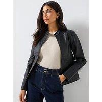 Jdy Faux Leather Biker Jacket - Black