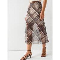 Only Kaya Life Mid Waist Midi Mesh Tartan Skirt - Multi