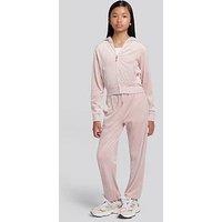 Juicy Couture Girls Zip Through Hoodie & Relaxed Jogger Set - Light Pink