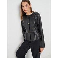 Jdy Olivia Faux Leather Jacket - Black