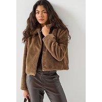 Jdy Faux Fur Jacket - Brown