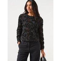 Only Long Sleeve Floral Jersey Top - Black