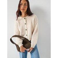 Jdy Long Sleeve Boucle Cardigan - Beige