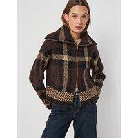 Jdy 2-Way Zip Funnel Neck Cardigan - Brown