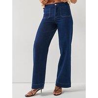 Jdy Vanessa High Waist Pocket Wide Jeans - Blue