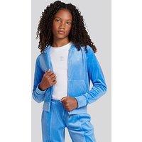 Juicy Couture Girls Cord Panelled Zip Through Hoodie - Blue