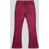 Juicy Couture Girls Diamante Velour Bootcut Jogger - Burgundy