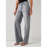 Only Cobain Wide Rhinestone Jeans - Grey