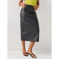 Only Verona Faux Leather Midi Skirt - Black