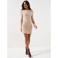 Only Onlmonica Long Sleeve Rib Dress - Beige