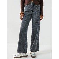 Only Blush Zebra High Waist Wide Leg Jean