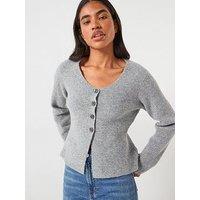 Jdy Lea Life Button Cardigan - Grey