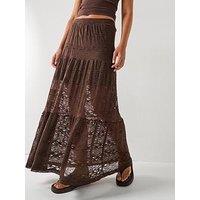 Only Luna Long Midi Jersey Skirt - Brown
